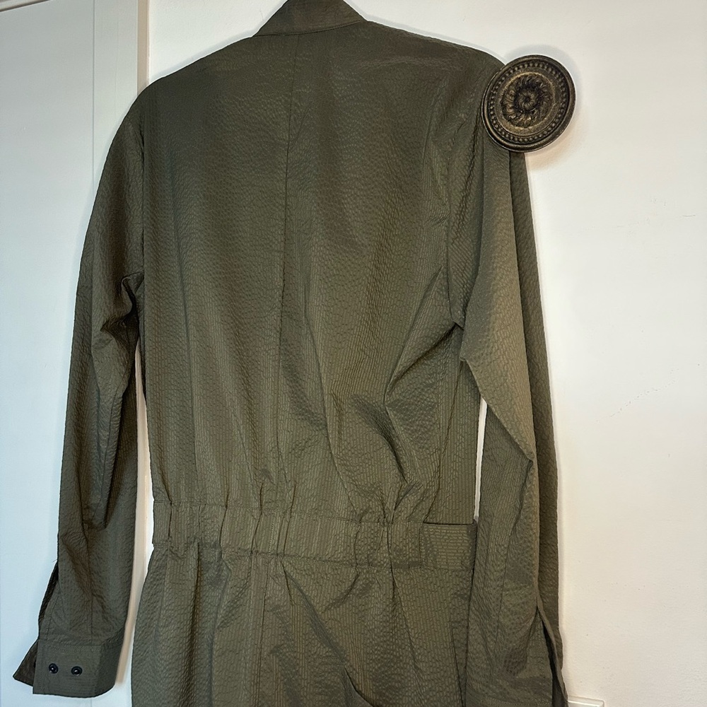 RD Risen Division In Jumpsuits we Trust Wilde Olive green seersucker jumpsuit S - Picture 10 of 11